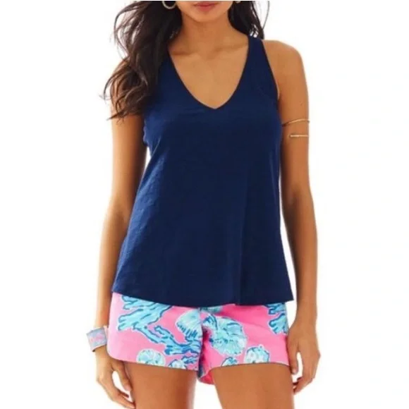 Lilly Pulitzer Minka Trapeze Tank Top Navy Blue XS Extra Small - Picture 1 of 10